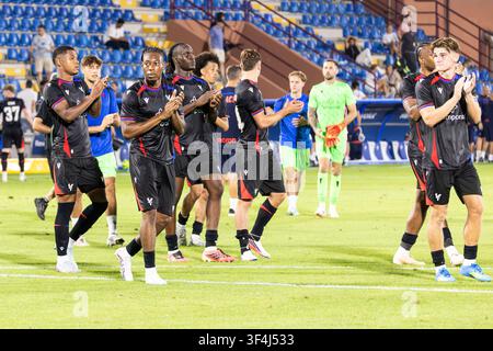 Joueurs de Crystal Palace à la fin du match lors du tournoi de pré-saison Como Cup - Côme, 28 juillet 2026 Crédit : Christian Santi/Alamy Live News Banque D'Images