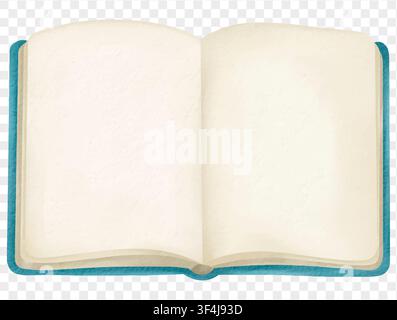 Livre ouvert vierge aquarellé, élément éducatif isolé pour le vecteur de rentrée des classes. Illustration de Vecteur