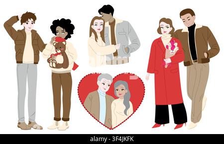 Couples amoureux. Illustration de la Saint-Valentin Illustration de Vecteur