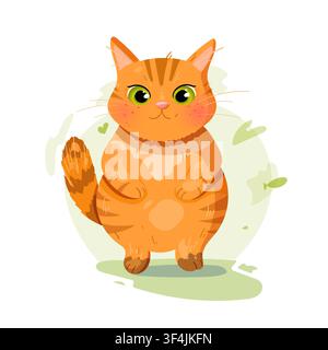 Illustration vectorielle d'un personnage de chat tigré roux avec des yeux verts Illustration de Vecteur