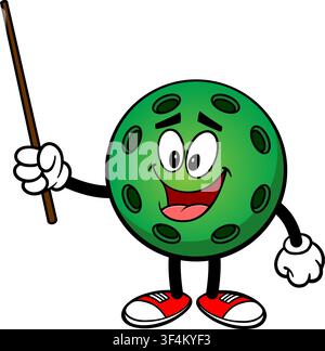 Pickleball avec Pointer, illustration vectorielle dessinée à la main, isolée sur fond transparent Illustration de Vecteur