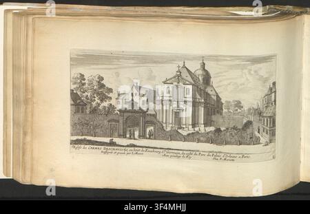L'église des Carmes déchaussés, une église, dans une gravure du XVIIe siècle par Jean Marot, un graveur et designer français, publiée par Pierre Mariette, entre 1641 et 1657. Banque D'Images