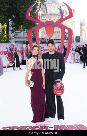 Esteban Ocon (à gauche) et Flavy Barla arrivent pour la première britannique de Spider-Man Brand New Day à l'Odeon Luxe, Leicester Square, dans le centre de Londres. Date de la photo : mercredi 29 juillet 2026. Banque D'Images
