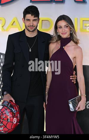 Esteban Ocon (à gauche) et Flavy Barla arrivent pour la première britannique de Spider-Man Brand New Day à l'Odeon Luxe, Leicester Square, dans le centre de Londres. Date de la photo : mercredi 29 juillet 2026. Banque D'Images