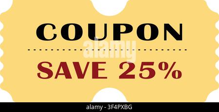 Étiquette de coupon de réduction avec conception d'offre Économisez 25 Pourcent Illustration de Vecteur
