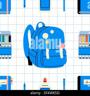 Motif sans couture pour fournitures scolaires Illustration de Vecteur