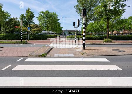 Passage piétonne avec feux de circulation aux Pays-Bas Banque D'Images