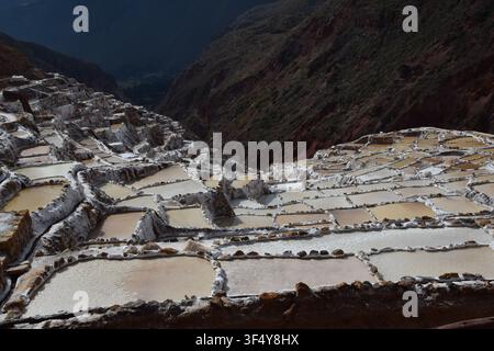 Mine de sel de Maras, Carretera a Maras, Maras 08655, Pérou, dans la province d'Urubamba de la région de Cusco. Banque D'Images