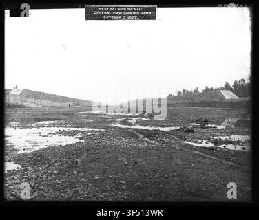 West Neebish Rock Cut, une vue générale vers le sud, faisant partie du canal et des écluses de St. Marys Falls, sur une photographie de 1679. Banque D'Images