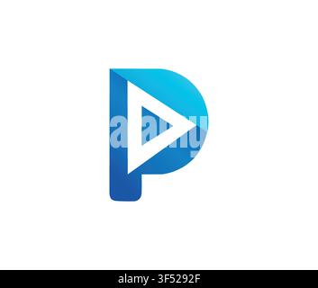 Concept de logo professionnel moderne avec lettre P en forme de bouton de lecture et dégradé Illustration de Vecteur