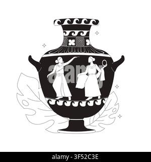 Illustration en ligne plate de vase en céramique amphore grecque antique Illustration de Vecteur