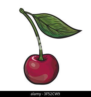 Dessin de cerise dans un style de gravure Illustration de Vecteur