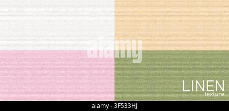 Pack de textures réalistes sans couture en toile de lin. Tissu en lin motif tissé. Textile en toile de jute grossièrement tissé. Fond en toile de coton. Illustration vectorielle Illustration de Vecteur