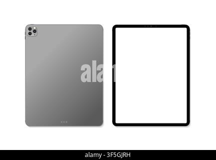 Écran vide réaliste nouveau design de maquette d'ordinateur tablette. PC tablette moderne isolé sur fond blanc. Maquette de tablette. Illustration vectorielle Illustration de Vecteur
