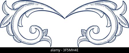 Ornement bleu décoratif dans le style baroque. Vecteur, illustration graphique. Un élément polyvalent pour les bordures, les motifs et les imprimés textiles. Conception de Illustration de Vecteur