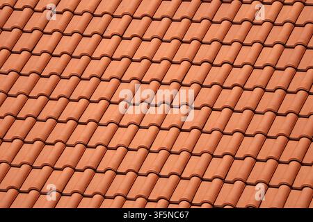 Motif en gros plan de tuiles de terre cuite traditionnelles Banque D'Images