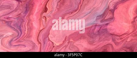 Fond d'art fluide abstrait rose et magenta avec effet de texture marbre liquide rose dans le style de peinture à l'acrylique versée. Banque D'Images