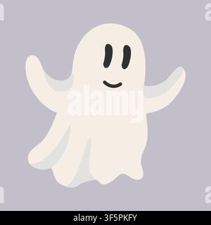 Illustration de fantôme mignon et effrayant dessinée à la main pour la décoration saisonnière, l'emballage, le clipart d'offre spéciale pour les fêtes Illustration de Vecteur