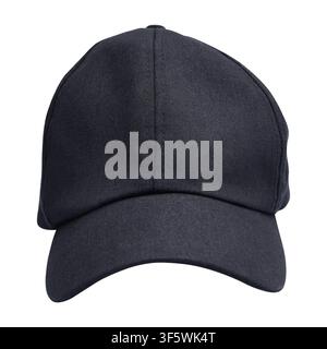 une casquette en toile noire isolée sur blanc. Banque D'Images