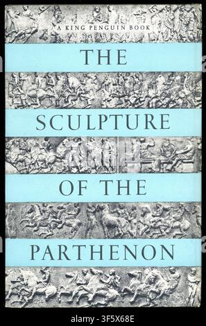 Couverture arrière d'un livre Penguin relié de la période rétro du milieu du siècle des années 1950, La Sculpture du Parthénon par P.E. Corbett. Athènes, Grèce antique. 1959, Royaume-Uni Banque D'Images