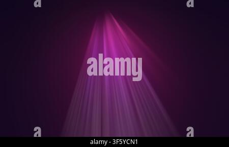 Fond abstrait mettant en scène des rayons de lumière doux et lumineux émanant du centre supérieur en nuances de magenta, créant un effet vibrant et artistique. Banque D'Images