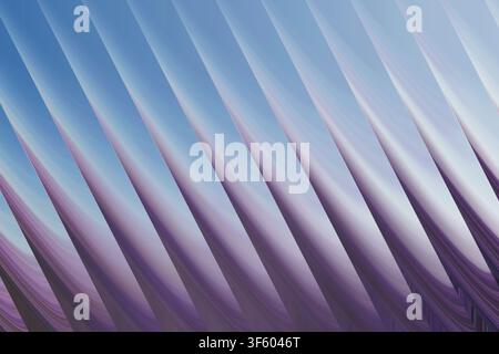 Un fond abstrait artistique affichant des formes élégantes, diagonales et ondulées passant entre des teintes douces de bleu et de violet. Banque D'Images