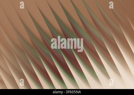 Un design abstrait sophistiqué présentant des structures diagonales en forme de vagues répétées dans des tons bruns chauds, terre cuite et des nuances vertes subtiles, créant de la profondeur. Banque D'Images