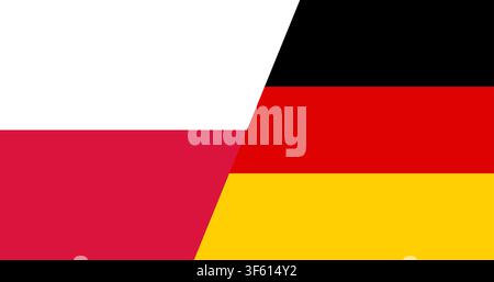 Pologne contre Allemagne fond divisé en diagonale avec les drapeaux nationaux Illustration de Vecteur