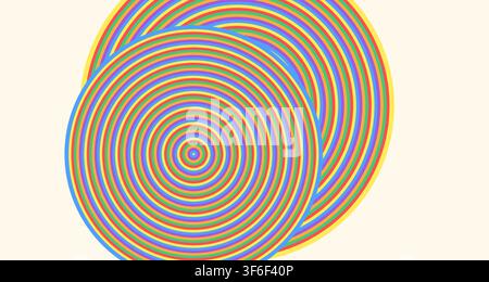 Une représentation monovue envoûtante mettant en scène des rubans colorés vibrants et entrelacés qui s'enroulent pour créer une illusion optique captivante. Banque D'Images