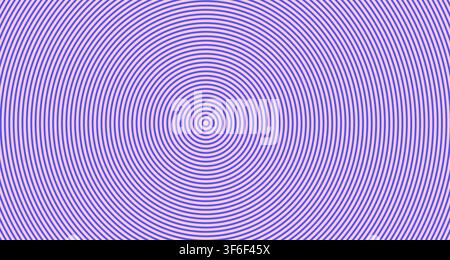 Une rendu à vue unique fascinante mettant en scène un motif d'interférence de moiré composé de cercles concentriques dans des teintes douces de violet, de violette et de rose. Banque D'Images