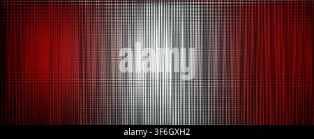 Fond de texture maillé en pixels glitch abstrait rouge, blanc et argent avec bannière à motif de lignes verticales et horizontales Banque D'Images