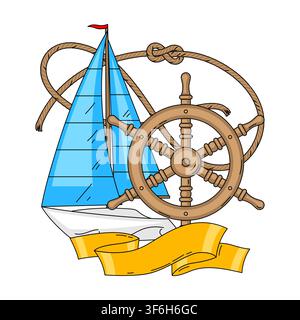 Affiche de symboles nautiques. Fond de voyage et tourisme. Illustration conceptuelle de style rétro. Illustration de Vecteur