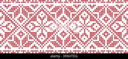 Motif sans couture avec ornement national ukrainien traditionnel sur fond blanc. Motif de broderie Illustration de Vecteur