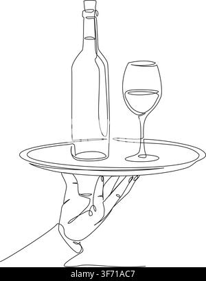 Dessin en ligne continue illustration d'un serveur ou d'un serveur ...