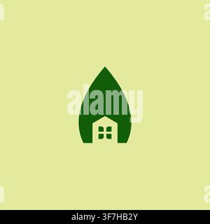 Illustration vectorielle du logo Green House. Conception d'icône de feuille de maison Illustration de Vecteur