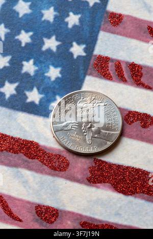 Nature morte de la demi-dollar Enduring Liberty célébrant le 250e anniversaire des États-Unis d'Amérique Banque D'Images