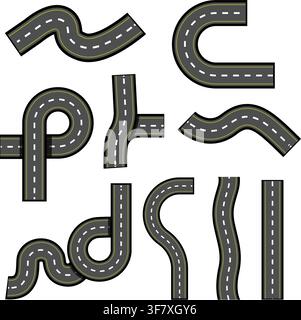 Segments de route illustrant les choix de chemin et les changements de direction Illustration de Vecteur