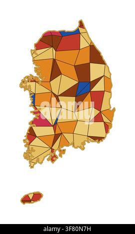 carte du monde automnale coréenne chaude en jogakbo dans des tons de sienne brûlée et de terre cuite pour une décoration artistique contemporaine de poster et une impression de décoration intérieure et de décoration intérieure Illustration de Vecteur