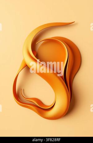 Une pièce captivante d'art numérique abstrait mettant en scène une spirale dynamique qui ressemble à une forme organique, rendue dans des nuances vibrantes d'orange contre un Banque D'Images