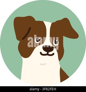 Illustration simple et mignonne d'icône circulaire d'un Jack Russell Terrier Illustration de Vecteur