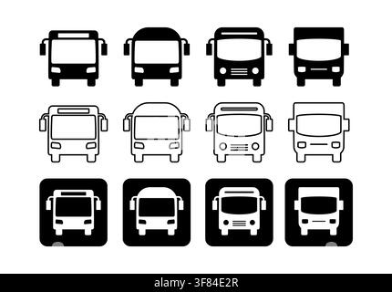 Ensemble d'icônes de bus représentant des véhicules de transport public Illustration de Vecteur