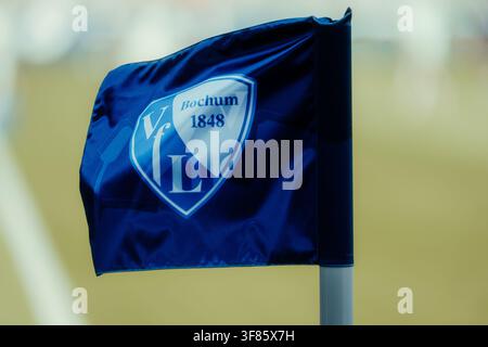 Football, 2e Bundesliga féminine, VFL Bochum contre Hertha BSC, gros plan du drapeau de coin du VFL Bochum Banque D'Images