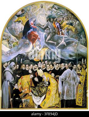 Domenikos Theotokopoulos dit El Greco, L'Enterrement du Comte d'Orgaz, peinture à l'huile sur toile, 1586-1588 Banque D'Images