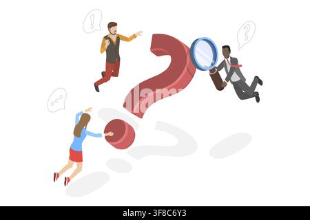 Pourquoi Question, FAQ - Questions fréquemment posées. Illustration conceptuelle plate isométrique 3D Banque D'Images