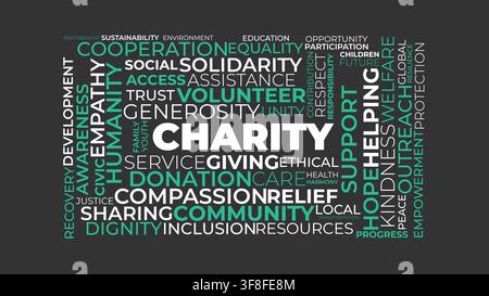 Mot-clé Conception de typographie pour la charité et la solidarité sociale Illustration de Vecteur