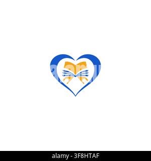 Illustration vectorielle du logo Amour Coran. Conception d'icône Cœur Coran Illustration de Vecteur