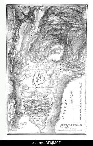 Carte montrant le cours du Jourdain dans The Bible Educator édité par le Révérend E.H. Plumptre, Vicaire de Bickeley, Prébendier de Saint-Paul et professeur Banque D'Images