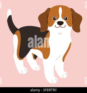 Illustration simple et adorable d'un Beagle debout Illustration de Vecteur