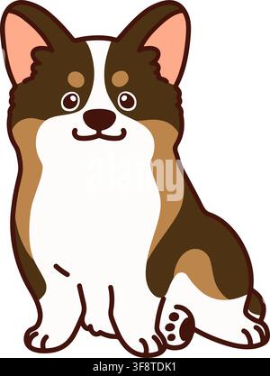 Silhouette d'un mignon Corgi couleur sable vu de face Illustration de Vecteur
