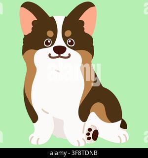 Corgi de couleur plat et mignon, couleur sable, assis de face Illustration de Vecteur